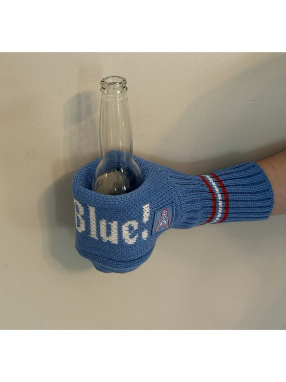 Tennessee Titans Blue Knit Beer Mitten Koozie NFL Set 2 Houston Oilers Glove New - Picture 5 of 16